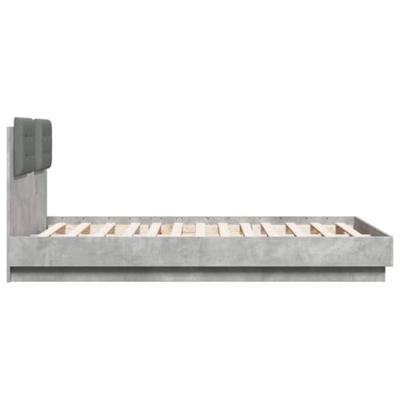 Bedframe met hoofdeinde bewerkt hout betongrijs 135x190 cm
