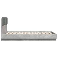 Bedframe met hoofdeinde bewerkt hout betongrijs 135x190 cm - thumbnail