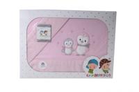 Gamberritos laken set pinguïn katoen klein roze 3-delig - thumbnail