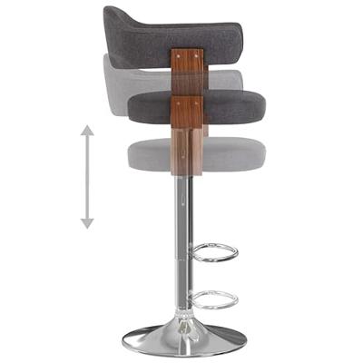 Barkrukken 2 st gebogen hout en stof donkergrijs