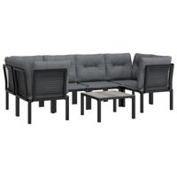 7-delige Loungeset poly rattan zwart en grijs - thumbnail