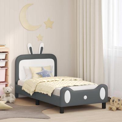 Bedframe voor kinderen met hoofdbord Lichtgrijs 80 x 160 cm PU