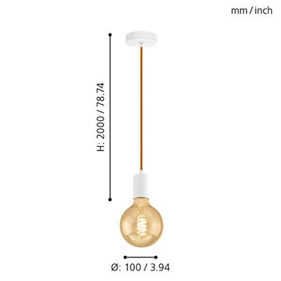Eglo HanglampYorth pendel wit met oranje snoer - 32529