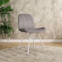 Nolon Noa-Fé Eetkamerstoelen Set van 2 - Velvet Grijs - Witte Poten - thumbnail