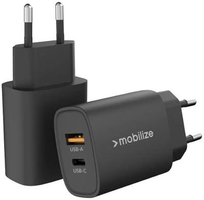 Mobilize Wall Charger USB-C + USB 25W with PD/PPS Black