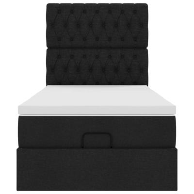 Ottoman bed met matras en LED's 140x190cm stof zwart - thumbnail