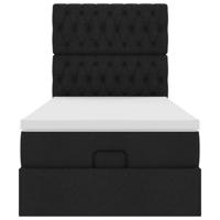 Ottoman bed met matras en LED's 90x190cm stof zwart - thumbnail