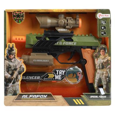 Toi-Toys Alfafox Militair Pistool met Demper + Zaklamp + Licht en Geluid