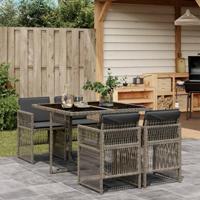 5-delige Tuinset met kussens poly rattan grijs - thumbnail
