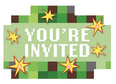 Amscan Uitnodigingskaarten met envelop tnt minecraft 15 cm 8 stuks | 36 stuks