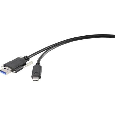 Renkforce RF-3386040 USB-kabel USB 3.2 Gen1 (USB 3.0 / USB 3.1 Gen1) USB-A stekker, USB-C stekker 1.00 m Zwart Schroefbaar