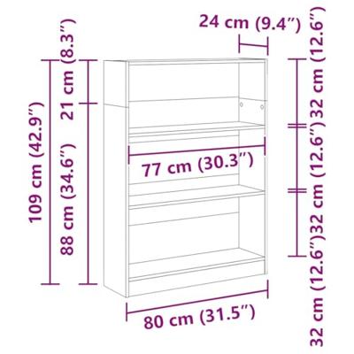 Boekenkast 80x24x109 cm bewerkt hout oud houtkleurig Boekenkast 80x24x109 cm bewerkt hout oud houtkleurig