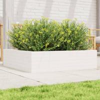 VidaXL Plantenbak 90x90x23 cm massief grenenhout wit - thumbnail