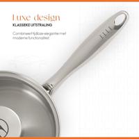 ELLE Gourmet Classique Steelpan met Deksel - Ø 16cm - Zonder anti-aanbaklaag - RVS - thumbnail