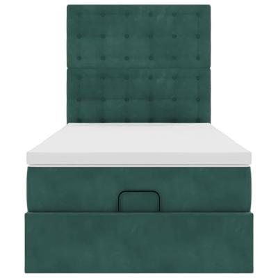 Ottoman bed met matrassen 90x200cm fluweel donkergroen