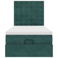 Ottoman bed met matrassen 90x200cm fluweel donkergroen - thumbnail