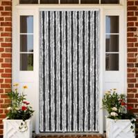 VidaXL Vliegengordijn 90x200 cm chenille grijs en zwart - thumbnail