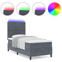 Boxspringbed met matras en LED fluweel donkergrijs 100x200 cm - thumbnail