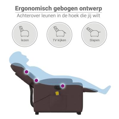 Sta-op-massagestoel elektrisch verstelbaar stof donkerbruin