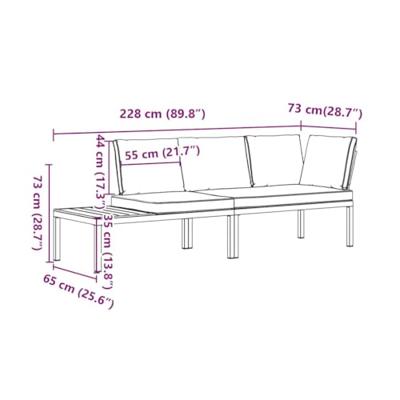 2-delige Loungeset met kussens aluminium zwart