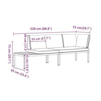 2-delige Loungeset met kussens aluminium zwart - thumbnail