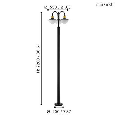 Eglo Staande buitenlampSirmione 220cm zwart met goud - 97288