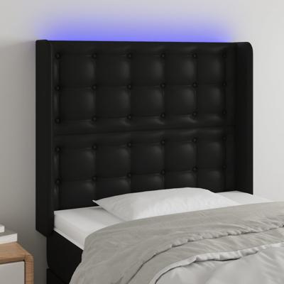 Hoofdbord LED 183x16x78/88 cm kunstleer zwart
