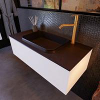 Badkamermeubelset Mondiaz Erin 100 cm met 1 Lade met RIDGE Wastafel Midden Urban met 1 kraangat Greeploos Mat Carrara - thumbnail