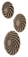 MUST Living Wanddecoratie 'Whirl' Zeegras, Set van 3 stuks, kleur Naturel / Zwart - thumbnail