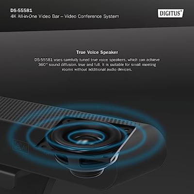 Digitus DS-55581 4K videoconferentiesysteem 3840 x 2160 Pixel Klemhouder, Luidspreker, Microfoon, Snelle autotracking via AI, Standvoet