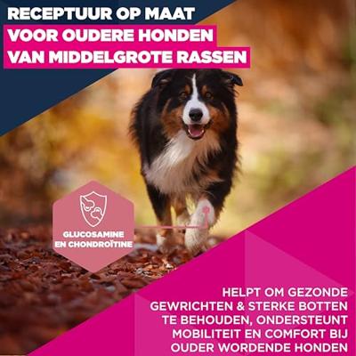 Eukanuba Senior Hondenvoer met verse kip voor middelgrote rassen, premium droogvoer voor oudere honden, 3 kg