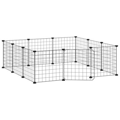VidaXL Huisdierkooi met 12 panelen en deur, zwart 35x35 cm staal - thumbnail