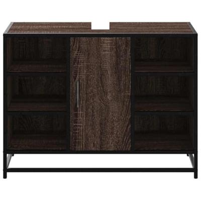 Wastafelkast 80x33x60 cm bewerkt hout bruin eikenkleurig Wastafelkast 80x33x60 cm bewerkt hout bruin eikenkleurig