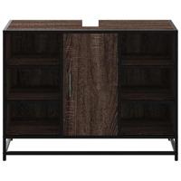 Wastafelkast 80x33x60 cm bewerkt hout bruin eikenkleurig - thumbnail