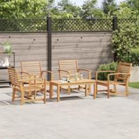 Tuinbankenset 5 pcs Naturel Massief Teakhout - thumbnail