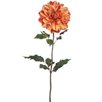 PTMD kunstbloem dahlia geel/rood 73 cm | 6 stuks