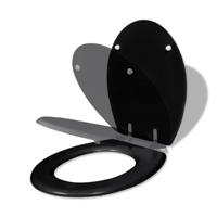 VidaXL Toiletbril soft-close simpel ontwerp mdf zwart - thumbnail