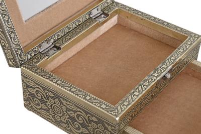 Doos-Juwelenkistje Home ESPRIT Wit Champagne Hout Aluminium 17,5 x 12,5 x 8,5 cm