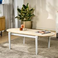 BASE Ovale Salontafel 'Devoris' Mangohout, 120 x 60cm, kleur Naturel/Wit - thumbnail