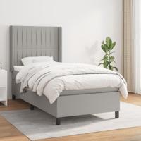 Boxspring met matras stof lichtgrijs 90x190 cm - thumbnail