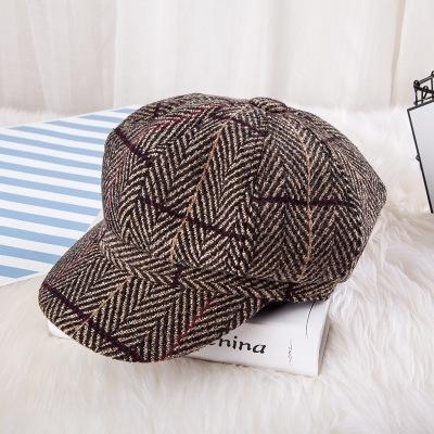 Herfst en winter dames literaire stijl wild wollen baret grootte: One size (kaki)