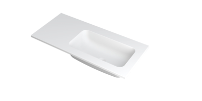 INK Faktor Wastafel Polystone Rechts Zonder Kraangat - 1000x450x15 mm - Mat Wit