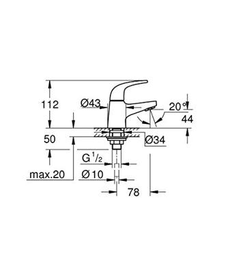 Grohe Fonteinkraan Start Curve XS-Size Chroom Grohe Fonteinkraan Start Curve XS-Size Chroom