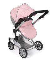 Combi-poppenwagen Linus Plus - Melange Grijs Roze - thumbnail