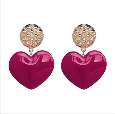 Perzik hart oorbellen retro serie acryl Stud Oorbellen voor vrouwen (Rose rood)