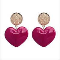 Perzik hart oorbellen retro serie acryl Stud Oorbellen voor vrouwen (Rose rood) - thumbnail