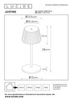 Lucide JUSTINE - Oplaadbare Tafellamp Binnen/Buiten - Accu/Batterij - LED Dimb. - 1x2W 2700K - IP54 - Met draadloos oplaadstation - Groen - thumbnail