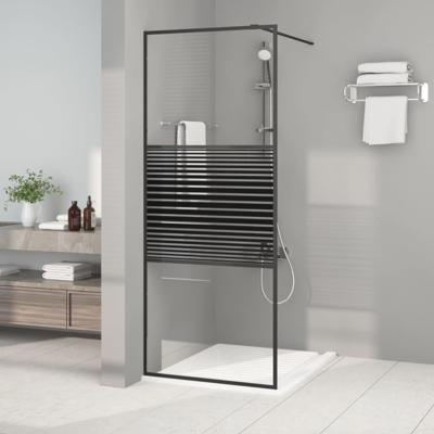 Inloopdouchewand 80x195 cm transparant ESG-glas zwart - thumbnail
