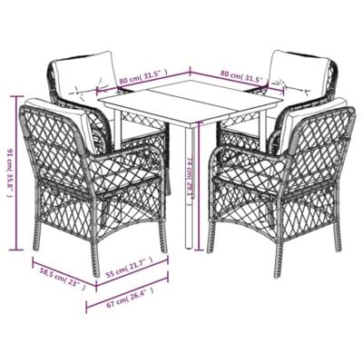 5-delige Tuinset met kussens poly rattan gemengd beige 5-delige Tuinset met kussens poly rattan gemengd beige