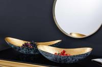 Handgemaakte set van 2 decoratieve kommen ABSTRACT ORIENT 55cm goud metaal patina - 43512 - thumbnail